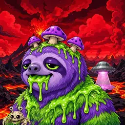 Oozlings #4637, Slime Sloth · Lava Fields