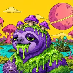 Oozlings #464, Slime Sloth · Turquoise Swamp