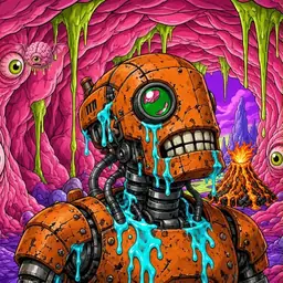 Oozlings #4649, Rusty Robot · Flesh Cave