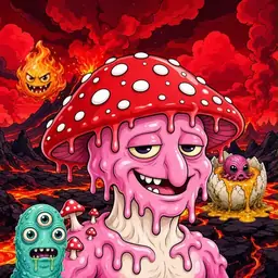 Oozlings #4662, Mushroom Head · Lava Fields