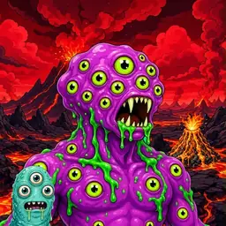 Oozlings #4665, Mutated Eyeball Cluster · Lava Fields