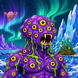 Oozlings #4672, Eyeball Cluster · Aurora Ice