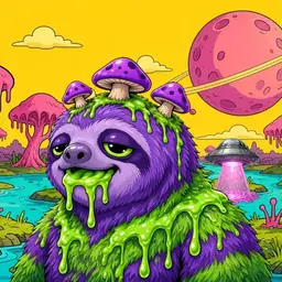 Oozlings #4681, Slime Sloth · Turquoise Swamp
