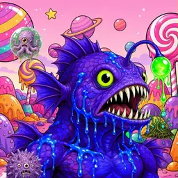 Oozlings #4685, Mutated Anglerfish · Candy Planet
