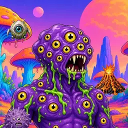 Oozlings #4686, Eyeball Cluster · Mushroom Desert