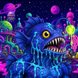 Oozlings #4690, Anglerfish · Neon City