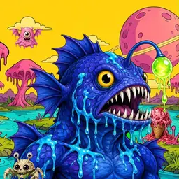 Oozlings #4699, Anglerfish · Turquoise Swamp