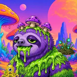 Oozlings #4700, Slime Sloth · Mushroom Desert
