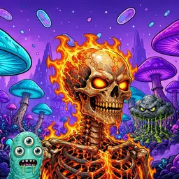Oozlings #4704, Fire Skull · Fungus Forest