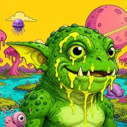 Oozlings #4706, Mutated Toad Goblin · Turquoise Swamp
