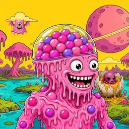 Oozlings #4719, Gumball Brain · Turquoise Swamp