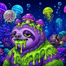 Oozlings #4729, Slime Sloth · Glow Reef