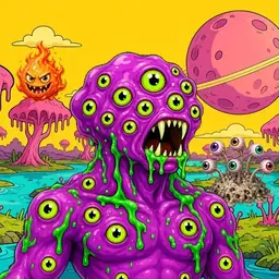 Oozlings #4733, Mutated Eyeball Cluster · Turquoise Swamp