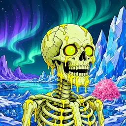 Oozlings #4736, Mutated Skull · Aurora Ice