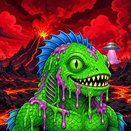 Oozlings #4742, Mutated Swamp Fish · Lava Fields