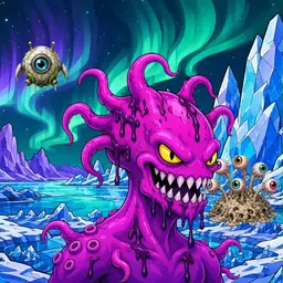 Oozlings #4744, Squid · Aurora Ice