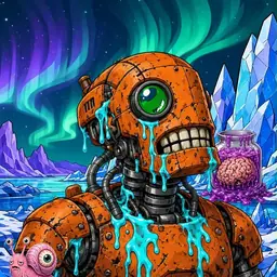 Oozlings #4747, Rusty Robot · Aurora Ice