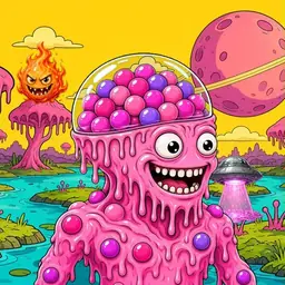 Oozlings #4748, Gumball Brain · Turquoise Swamp