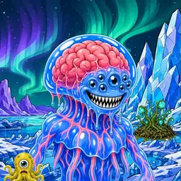 Oozlings #4755, Mutated Jellyfish Brain · Aurora Ice
