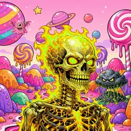Oozlings #4763, Mutated Fire Skull · Candy Planet