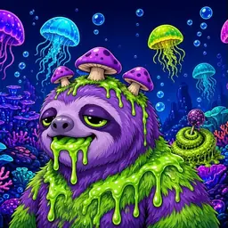 Oozlings #4771, Slime Sloth · Glow Reef