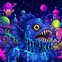 Oozlings #4776, Anglerfish · Neon City