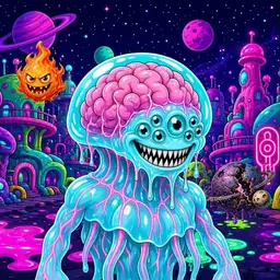 Oozlings #4780, Jellyfish Brain · Neon City