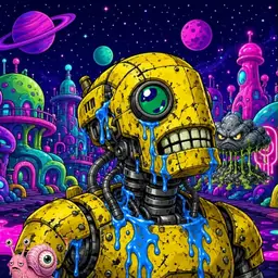 Oozlings #4781, Mutated Rusty Robot · Neon City