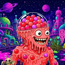 Oozlings #4782, Mutated Gumball Brain · Neon City