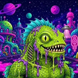 Oozlings #4787, Swamp Fish · Neon City