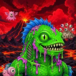 Oozlings #4788, Mutated Swamp Fish · Lava Fields