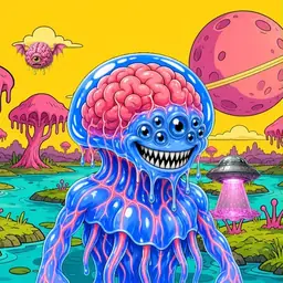 Oozlings #4793, Mutated Jellyfish Brain · Turquoise Swamp
