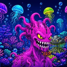 Oozlings #4810, Squid · Glow Reef