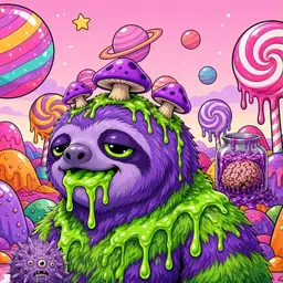 Oozlings #4817, Slime Sloth · Candy Planet