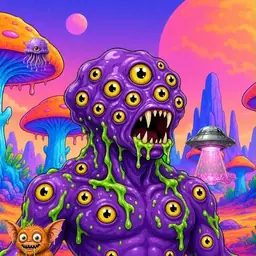 Oozlings #4822, Eyeball Cluster · Mushroom Desert