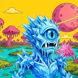 Oozlings #4826, Ice Cyclops · Turquoise Swamp