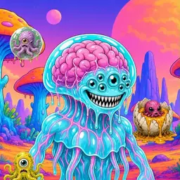 Oozlings #4835, Jellyfish Brain · Mushroom Desert