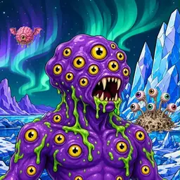 Oozlings #484, Eyeball Cluster · Aurora Ice