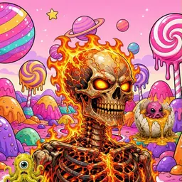 Oozlings #4840, Fire Skull · Candy Planet