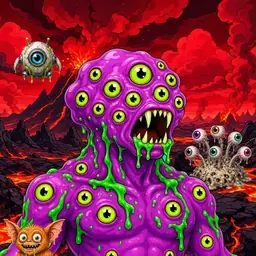 Oozlings #4841, Mutated Eyeball Cluster · Lava Fields