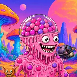 Oozlings #4850, Gumball Brain · Mushroom Desert