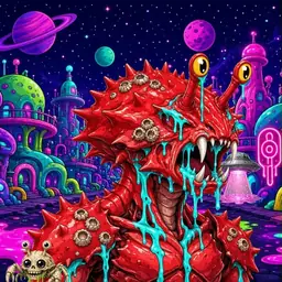 Oozlings #4859, Crab · Neon City