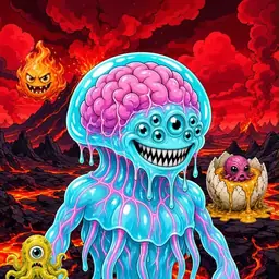 Oozlings #4863, Jellyfish Brain · Lava Fields