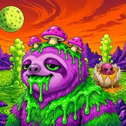 Oozlings #4866, Mutated Slime Sloth · Acid Lake
