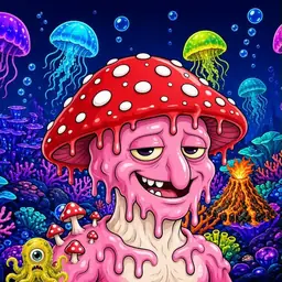 Oozlings #487, Mushroom Head · Glow Reef