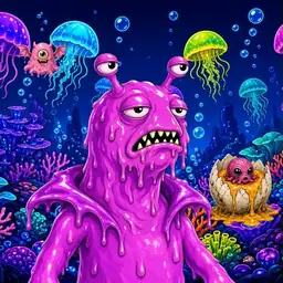 Oozlings #4874, Mutated Slug · Glow Reef