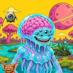Oozlings #4879, Jellyfish Brain · Turquoise Swamp