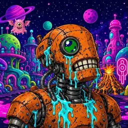 Oozlings #4880, Rusty Robot · Neon City