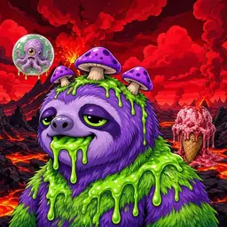 Oozlings #489, Slime Sloth · Lava Fields