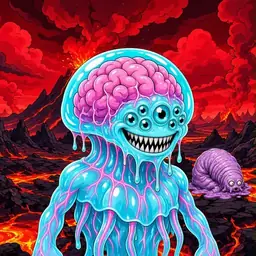 Oozlings #4890, Jellyfish Brain · Lava Fields